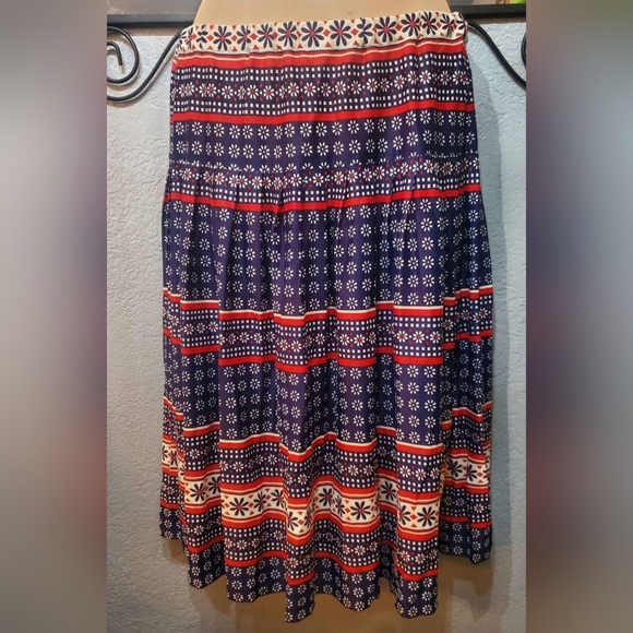 VTG Floral Custom Made 2 Pcs Set Buttons Down Blouse & Pleated Skirt Twinset - Picture 5 of 9